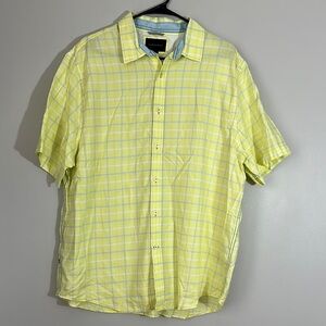Jeffrey Beene Yellow Plaid Short Sleeve Shirt size XL